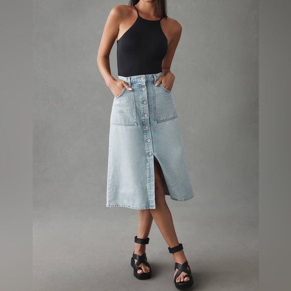 NWT Citizens of Humanity Anouk Denim Midi Skirt Size 24 - Picture 1 of 9